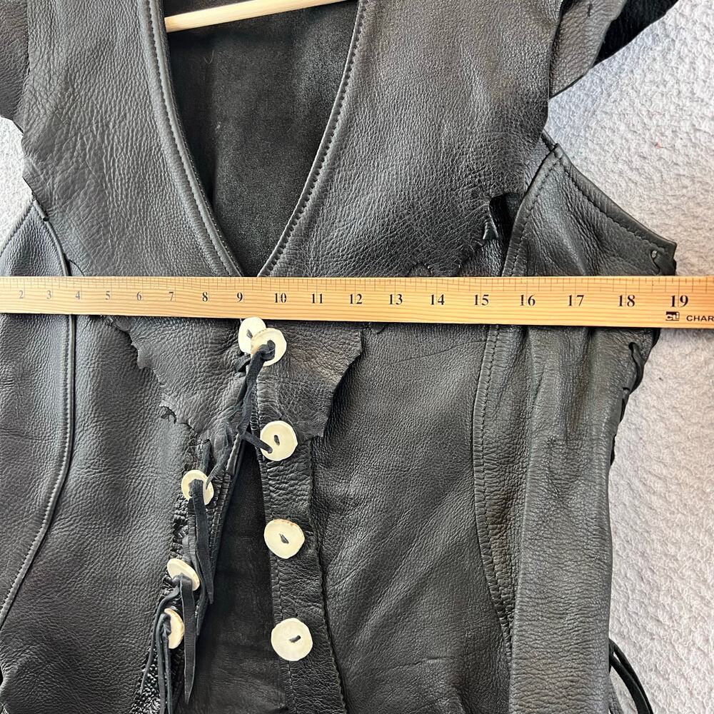 Black Leather Corset Lace Up Renaissance Pirate size S - Picture 6 of 7